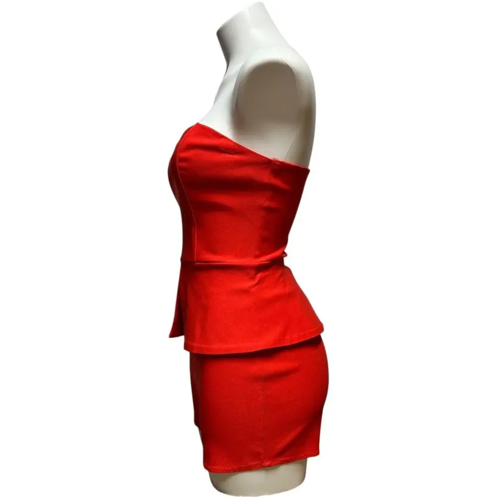 Charlotte Russe Strapless Romper Shorts Orange Red Small